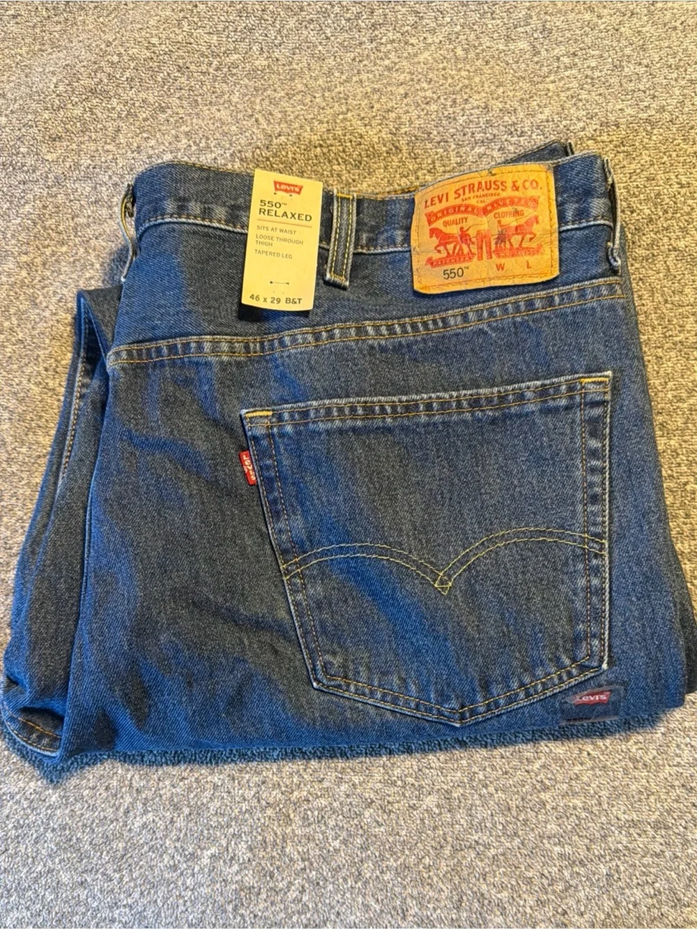 LEVI STRAUSS Men‎ 550 Relaxed Fit 100% Cotton Denim Jeans - 46x39 Dark Blue